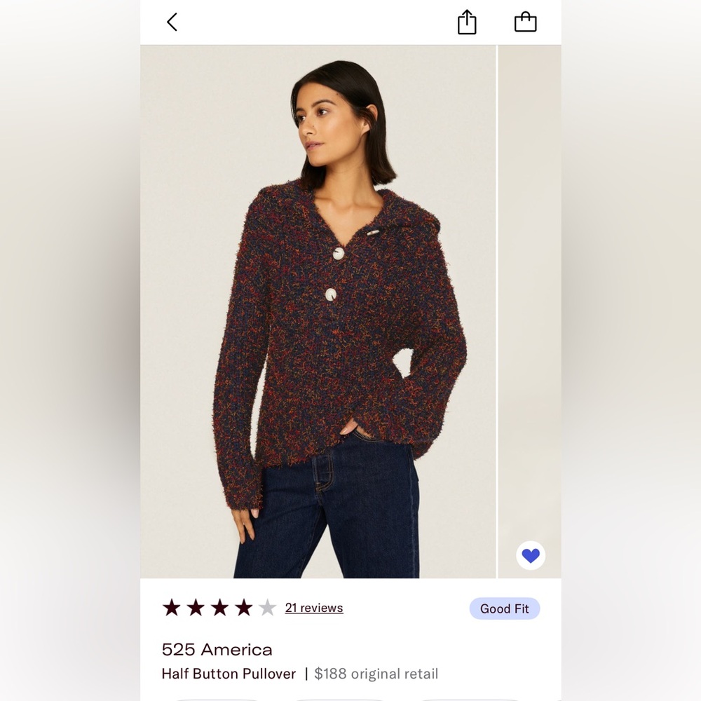 525 America Multicolor Cowl Neck Sweater